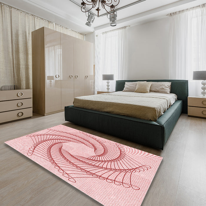 Patterned Pink Rug in a Bedroom, pat3344rd