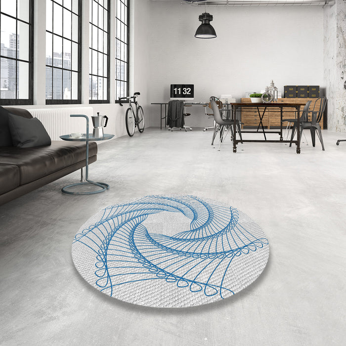 Round Patterned Off-White Novelty Rug in a Office, pat3344