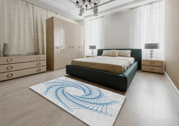 Patterned Off-White Novelty Rug in a Bedroom, pat3344