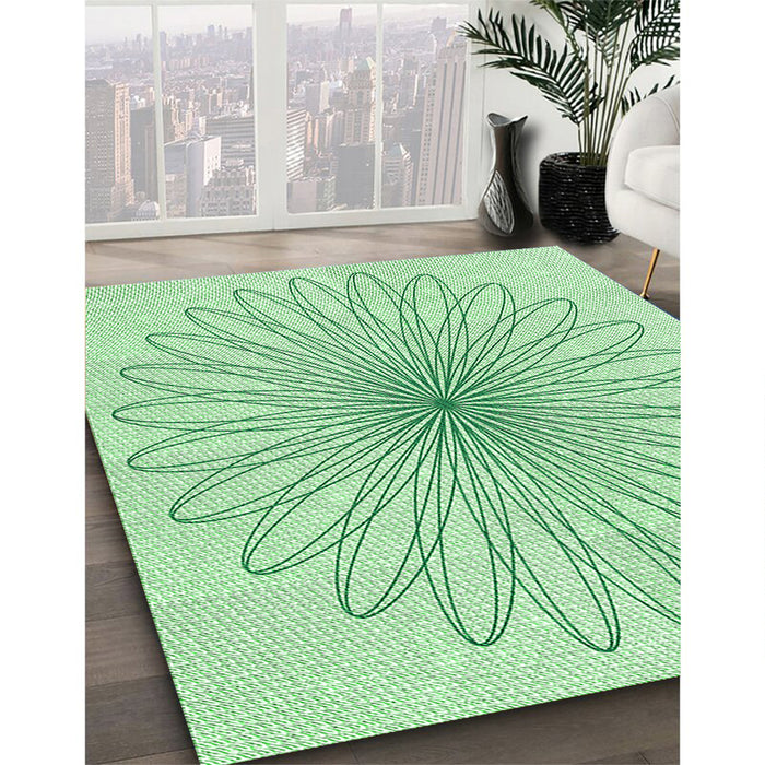 Patterned Mint Green Rug in Family Room, pat3345grn