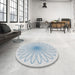 Round Patterned Off-White Novelty Rug in a Office, pat3345