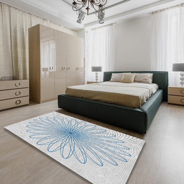 Machine Washable Transitional White Smoke Rug in a Bedroom, wshpat3345