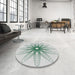 Round Machine Washable Transitional Sage Green Rug in a Office, wshpat3346