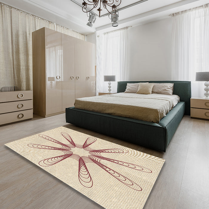 Patterned Light Copper Gold Rug in a Bedroom, pat3347brn