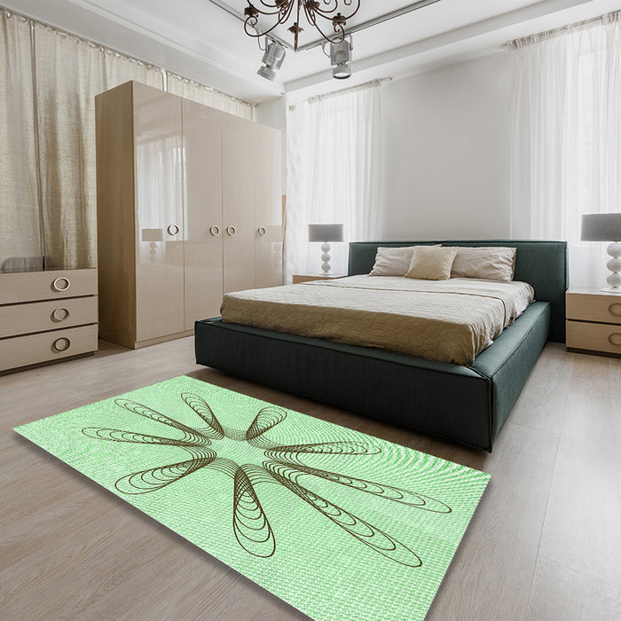 Patterned Mint Green Rug in a Bedroom, pat3347grn