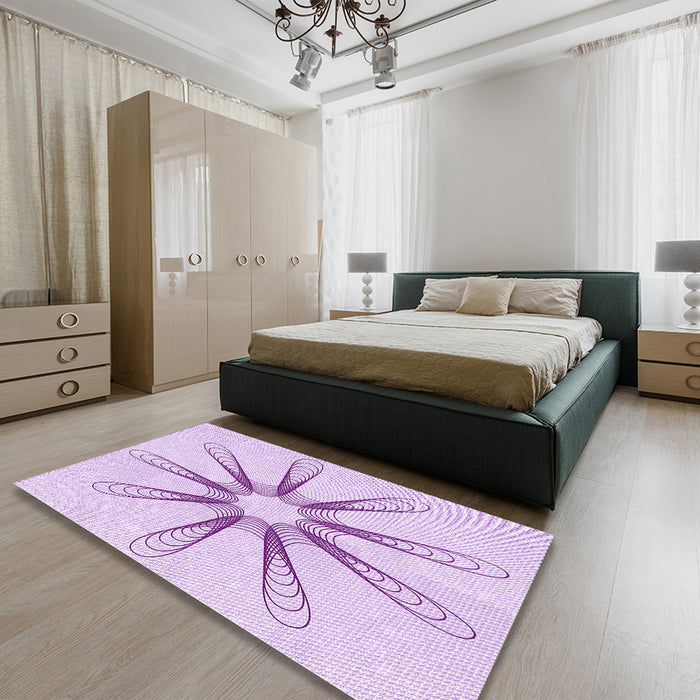 Patterned Purple Rug in a Bedroom, pat3347pur