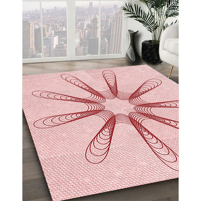 Machine Washable Transitional Pastel Red Pink Rug in a Family Room, wshpat3347rd