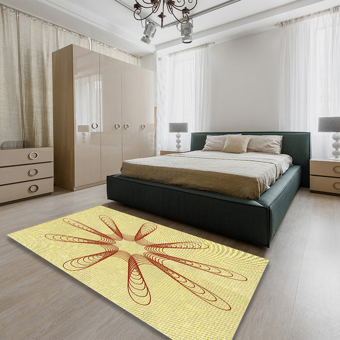 Patterned Sun Yellow Rug in a Bedroom, pat3347yw