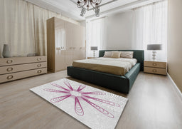 Patterned Off-White Novelty Rug in a Bedroom, pat3347