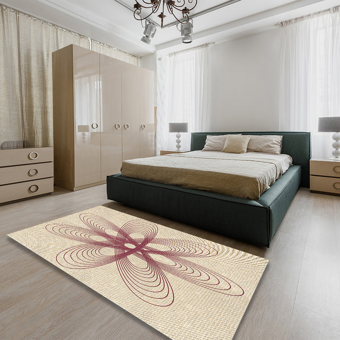 Patterned Light Copper Gold Rug in a Bedroom, pat3348brn