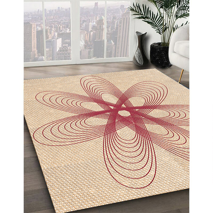 Patterned Peach Beige Rug in Family Room, pat3348org