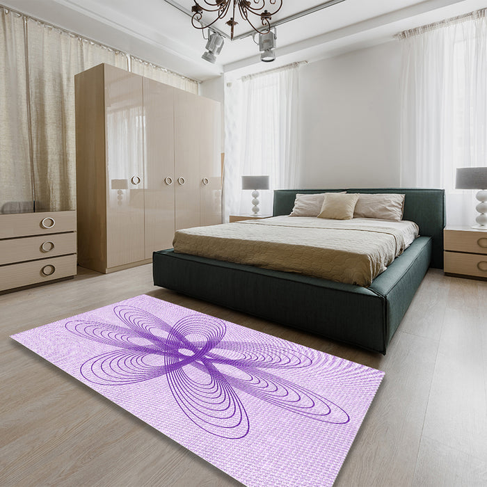 Patterned Purple Rug in a Bedroom, pat3348pur