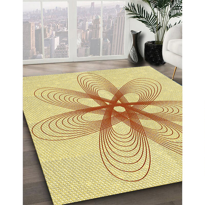 Patterned Sun Yellow Rug in Family Room, pat3348yw