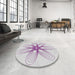 Round Machine Washable Transitional Lavender Purple Rug in a Office, wshpat3348