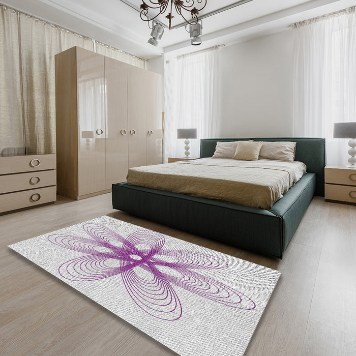 Machine Washable Transitional Lavender Purple Rug in a Bedroom, wshpat3348