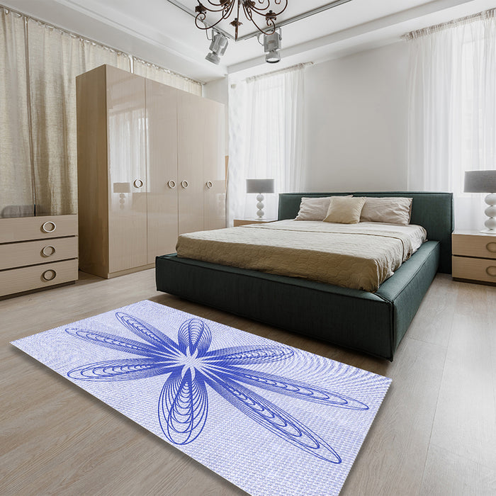 Patterned Lavender Blue Rug in a Bedroom, pat3349blu