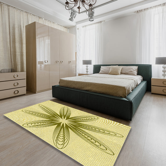 Patterned Sun Yellow Rug in a Bedroom, pat3349yw