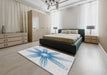 Patterned Water Blue Novelty Rug in a Bedroom, pat3349