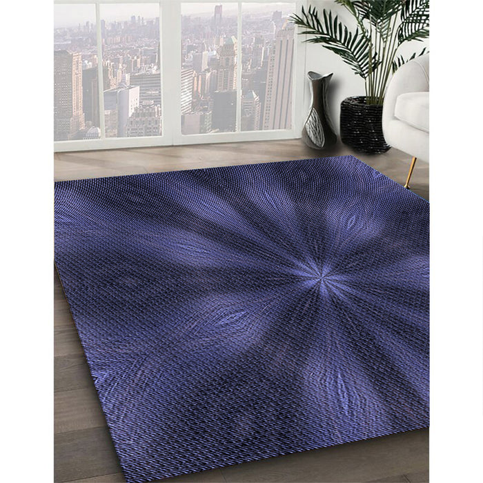 Patterned Deep Periwinkle Purple Rug in Family Room, pat335blu