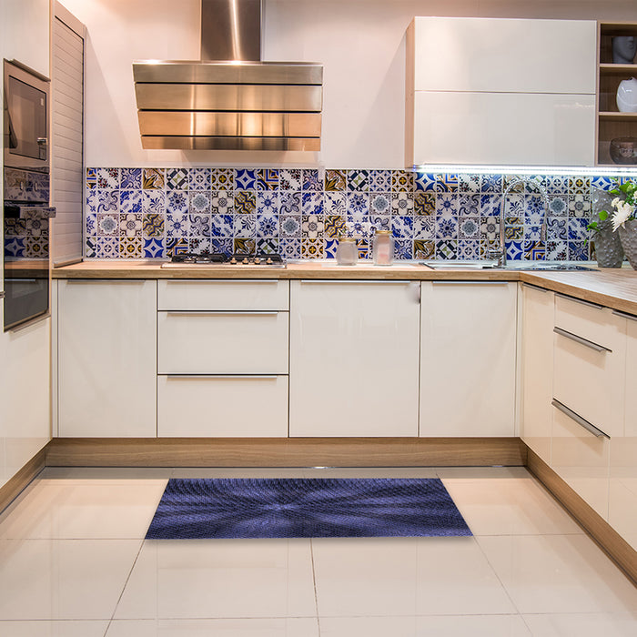 Patterned Deep Periwinkle Purple Rug in a Kitchen, pat335blu