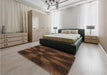 Patterned Saddle Brown Rug in a Bedroom, pat335brn