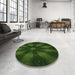 Round Patterned Dark Forest Green Rug in a Office, pat335grn