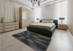 Patterned Charcoal Black Rug in a Bedroom, pat335gry