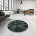 Round Patterned Midnight Gray Rug in a Office, pat335lblu