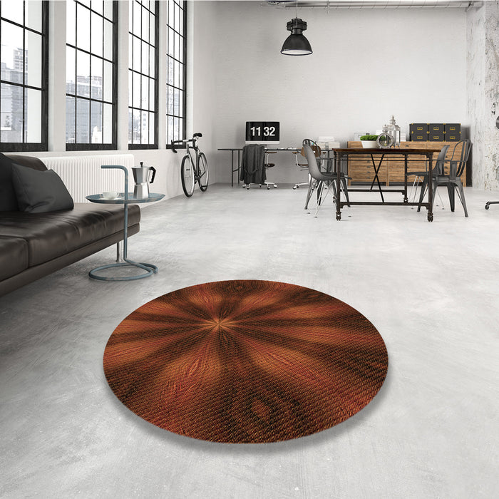 Round Patterned Mahogany Brown Rug in a Office, pat335org