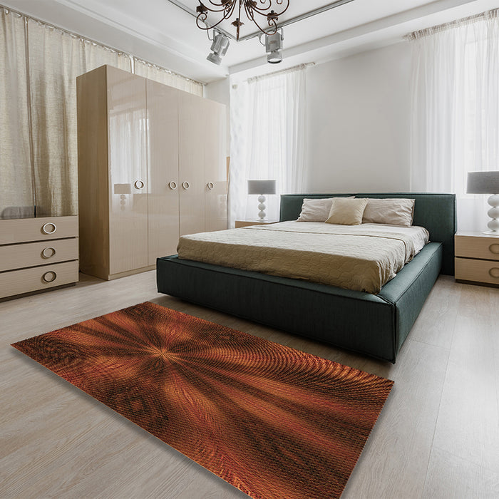 Machine Washable Transitional Mahogany Brown Rug in a Bedroom, wshpat335org