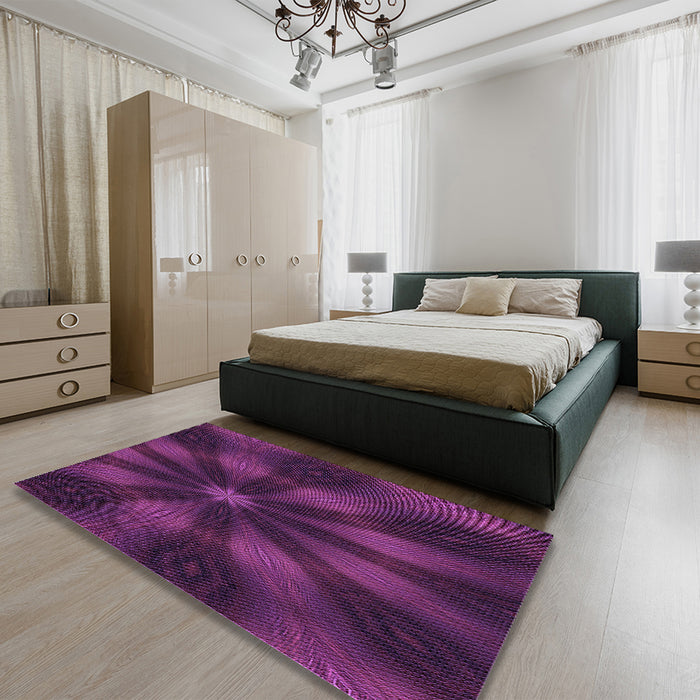 Patterned Pink Plum Purple Rug in a Bedroom, pat335pur