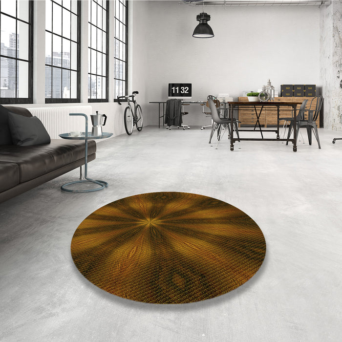 Round Patterned Red Rug in a Office, pat335yw