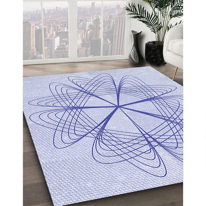 Machine Washable Transitional Lavender Blue Rug in a Family Room, wshpat3350blu