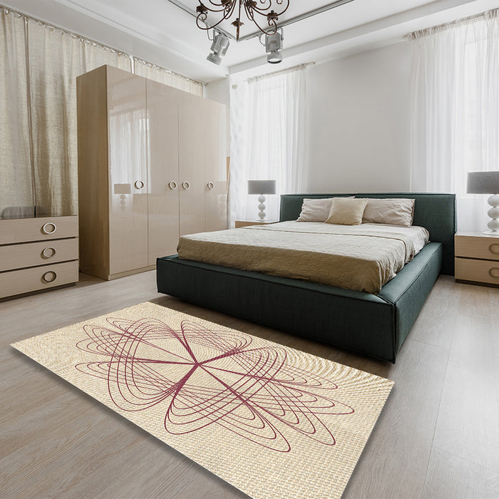 Patterned Light Copper Gold Rug in a Bedroom, pat3350brn