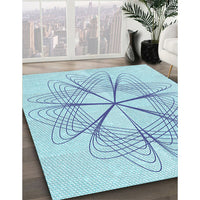 Patterned Iceberg Blue Rug, pat3350lblu