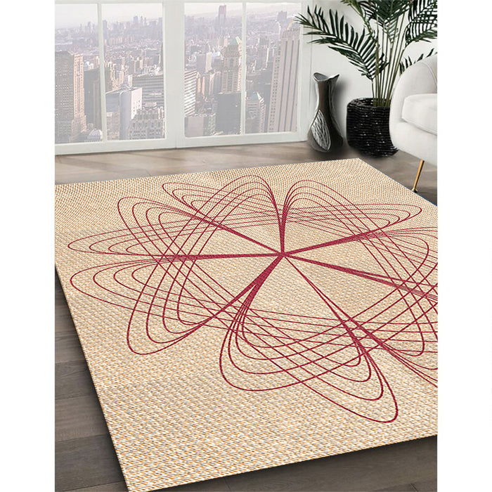 Machine Washable Transitional Peach Beige Rug in a Family Room, wshpat3350org