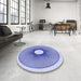 Round Patterned Blue Rug in a Office, pat3351blu