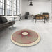 Round Patterned Sienna Brown Rug in a Office, pat3351brn