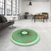 Round Patterned Green Rug in a Office, pat3351grn