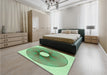 Patterned Green Rug in a Bedroom, pat3351grn