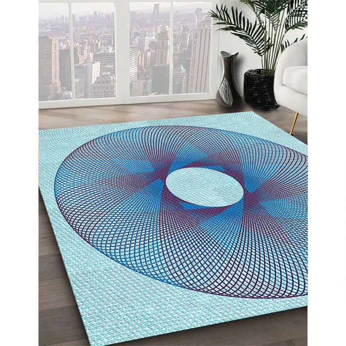 Patterned Blue Rug in Family Room, pat3351lblu