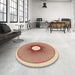 Round Patterned Red Rug in a Office, pat3351org