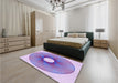 Round Machine Washable Transitional Purple Plum Purple Rug in a Office, wshpat3351pur