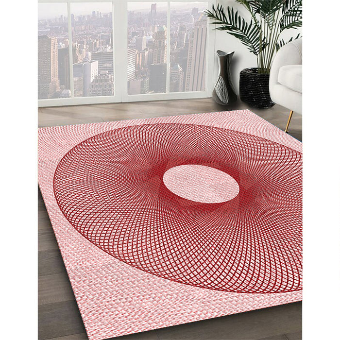 Patterned Light Red Pink Rug in Family Room, pat3351rd