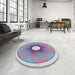 Round Patterned Pale Blue Novelty Rug in a Office, pat3351