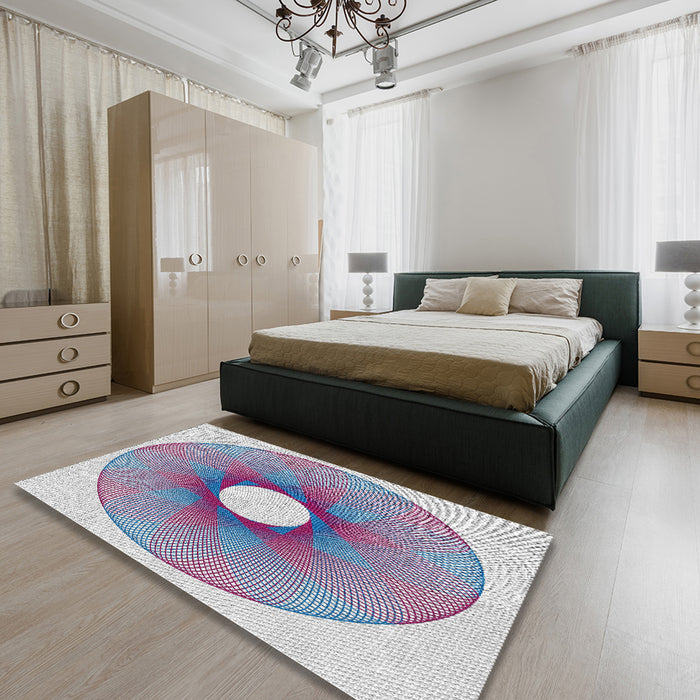 Patterned Pale Blue Novelty Rug in a Bedroom, pat3351