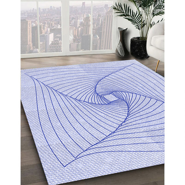 Patterned Lavender Blue Rug in Family Room, pat3353blu