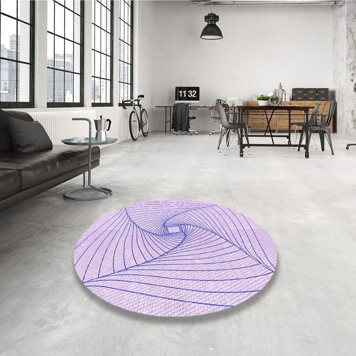 Round Patterned Bright Lilac Purple Rug in a Office, pat3353pur