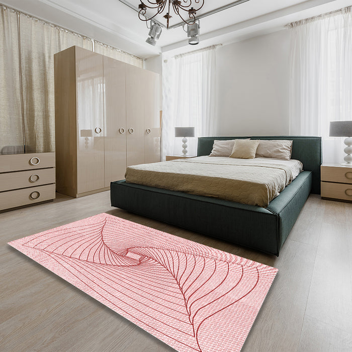 Patterned Pastel Red Pink Rug in a Bedroom, pat3353rd