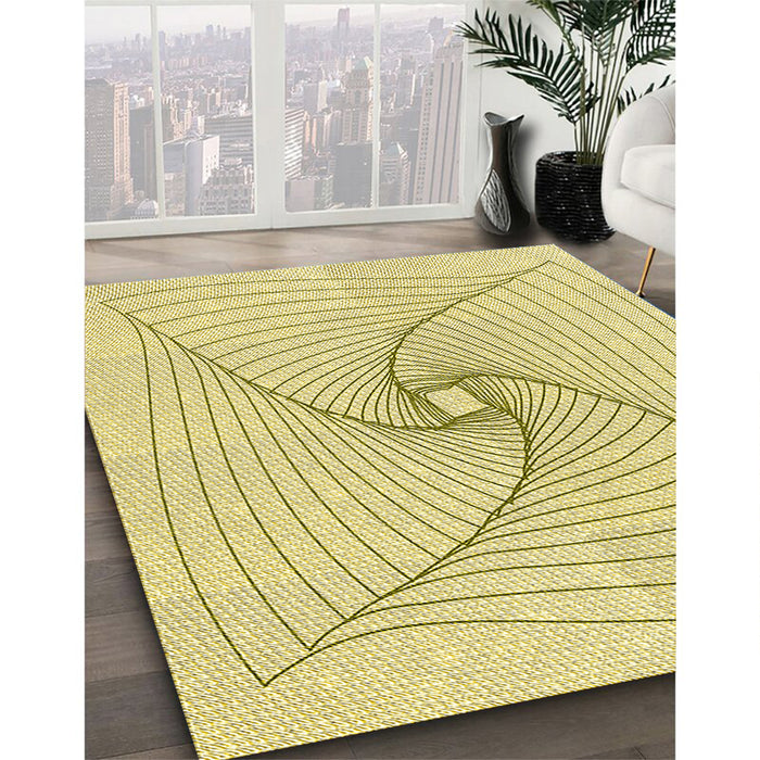 Patterned Sun Yellow Rug in Family Room, pat3353yw